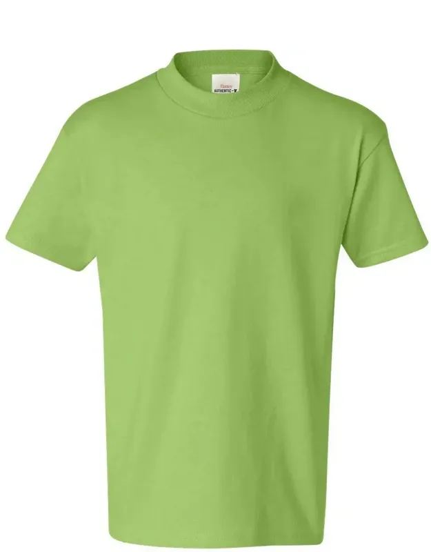Hanes Authentic Youth T-shirt 6 Oz./yd 100% Cotton Jersey