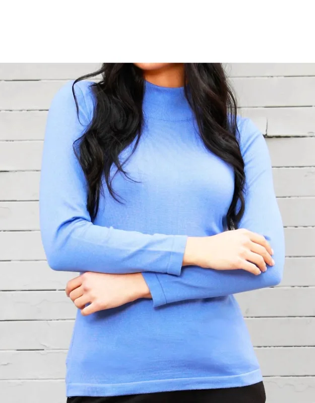 Mock Neck Top - Long Sleeve, Cotton/acrylic Blend