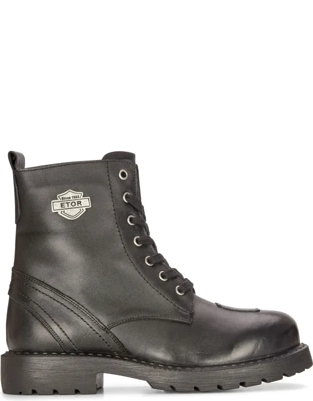Leather Military Boots With Leather Insole And 1.5 Inch Rubber Stacked Heel