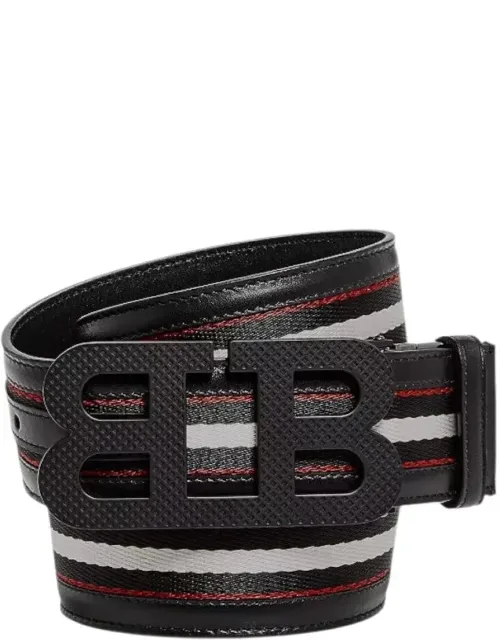 Mirror B Reversible Leather Striped Belt