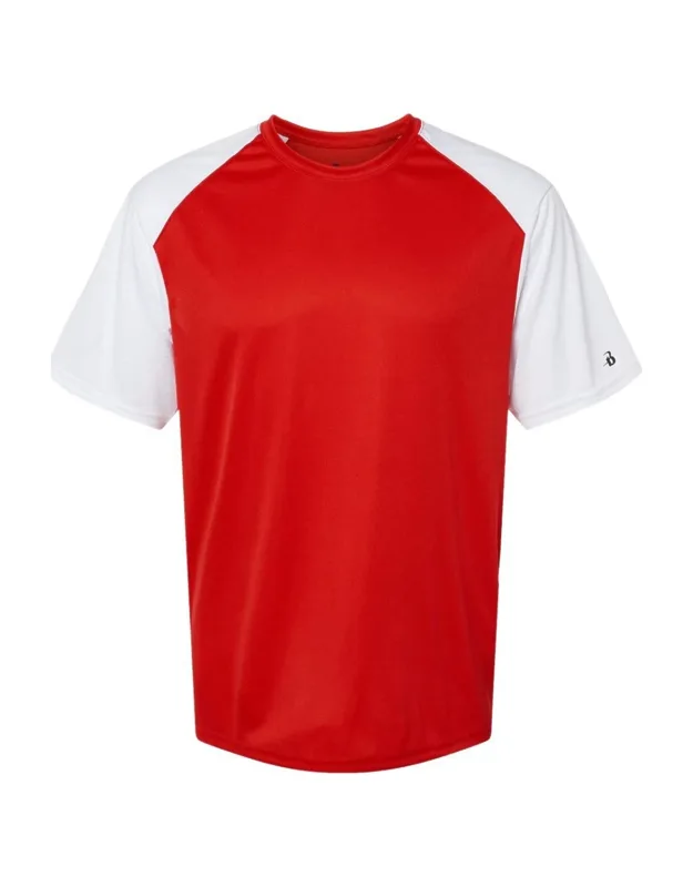 Badger Breakout T-shirt Moisture Management Antimicrobial Performance Fabric Maximum Movement Self-fabric Collar