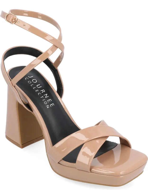 Journee Collection Zorana Sandals With Luxe Vegan Leather And Block Heel