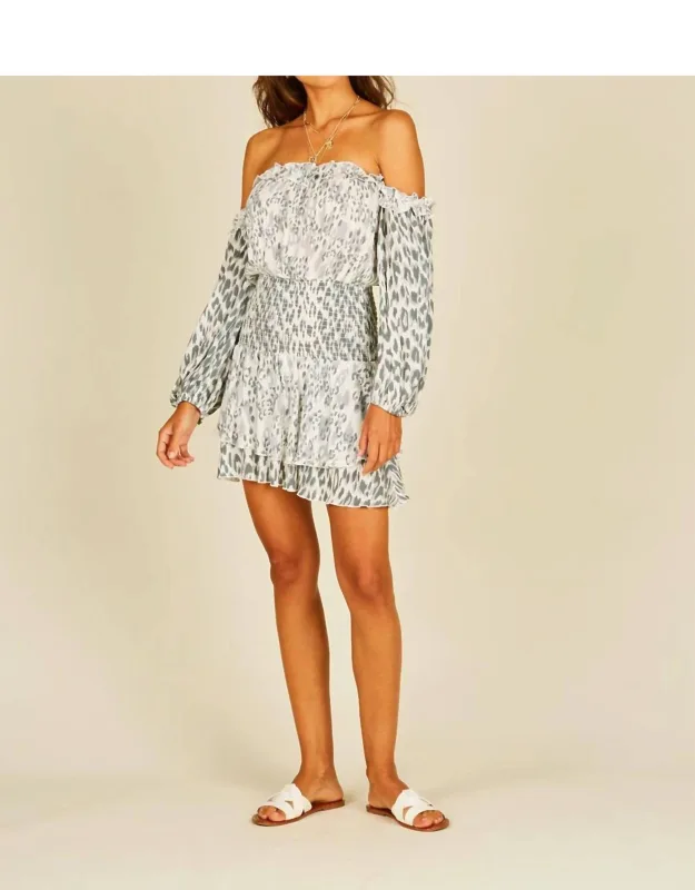 Off The Shoulder Mixed Dress In Animal Print