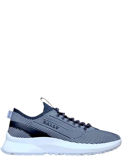 Bally Dean 6303305 Dusty White/midnight Fabric & Leather Sneaker With Thick Vibram® Sole And Strobel Construction