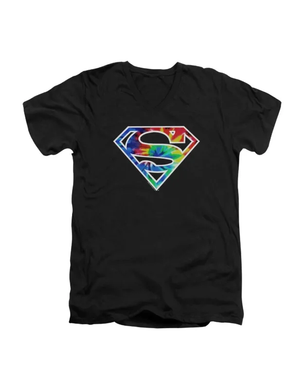 Superman Tie Dye Logo V Neck Premium Cotton T-shirt