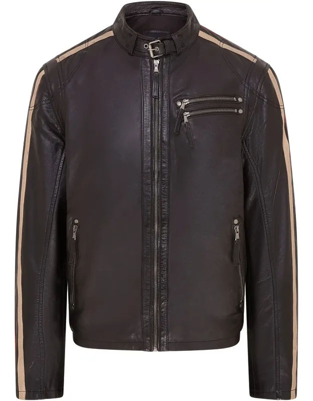 Striped Café Racer Biker Jacket