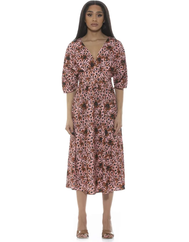 August Dress With V-neck And Split Sleeves