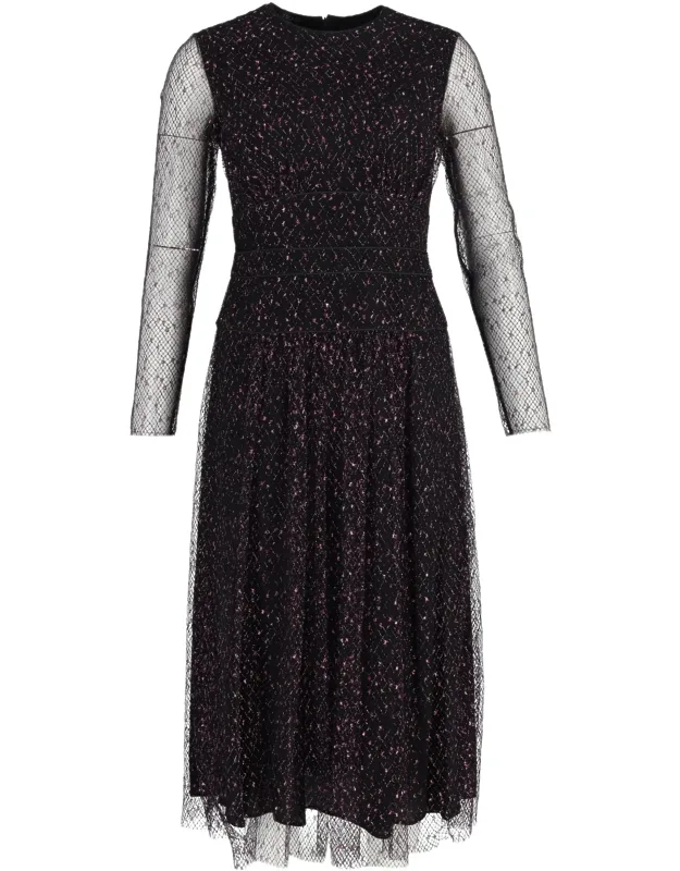 Sheer Sleeve Midi Dress