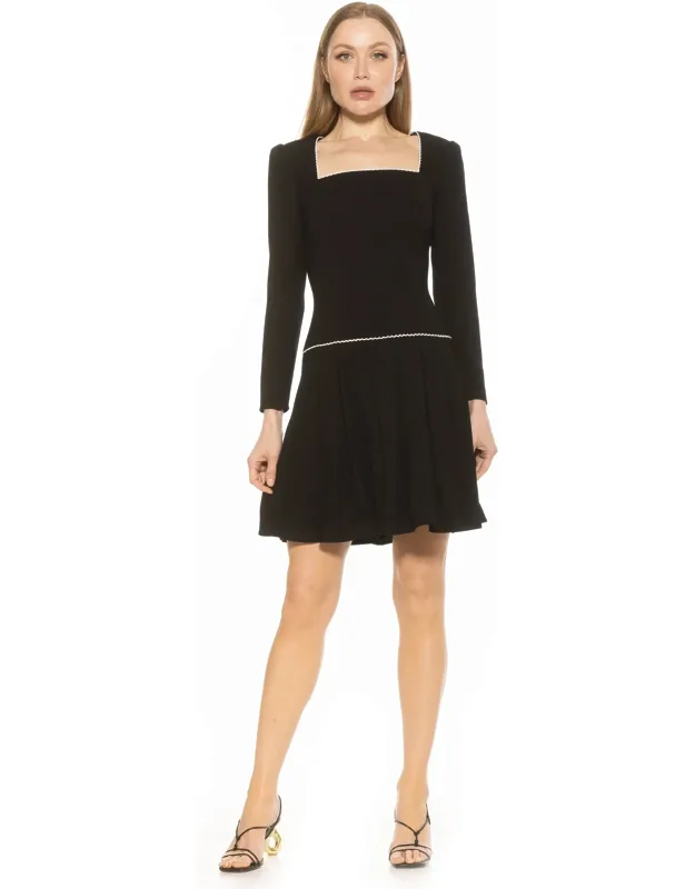 Ash Dress With Puff Sleeves And Pleated Skirt