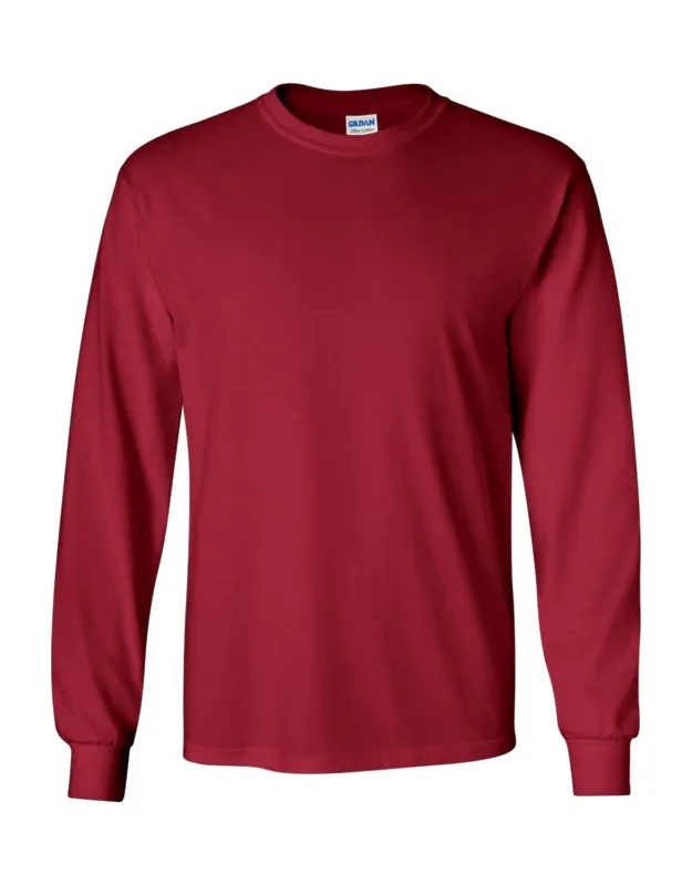 Gildan Plain Crew Neck Ultra Cotton Long Sleeve T-shirt With Seamless Collar And Cuffed Hem
