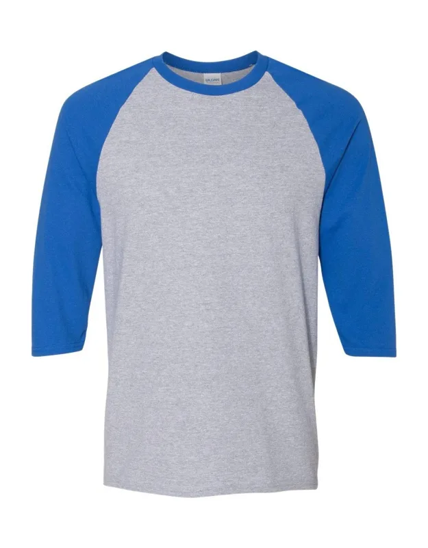 Gildan Heavy Cotton Raglan Three-quarter Sleeve T-shirt, Midweight Fabric, Classic Fit