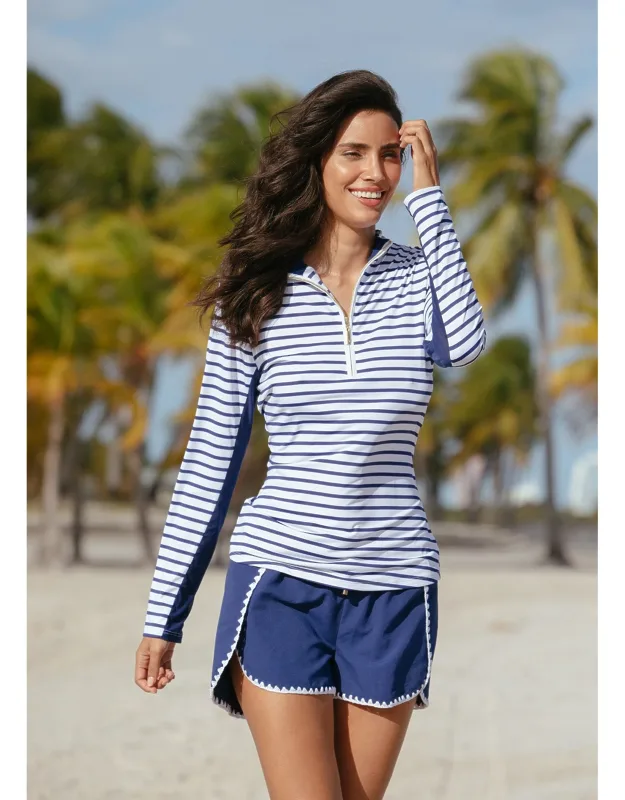 Stripe 1/4 Zip Sport Top