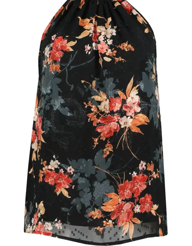 Nocturnal Animal Tie Neck Top