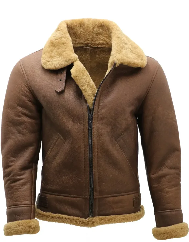 B3 Ww2 Sheepskin Leather Aviator Jacket