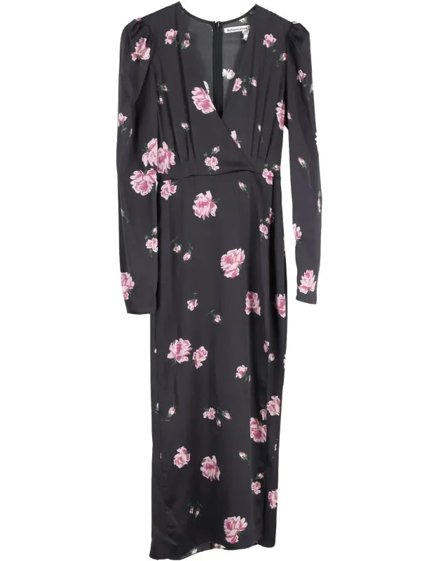 Floral Print Long Sleeve Midi Dress