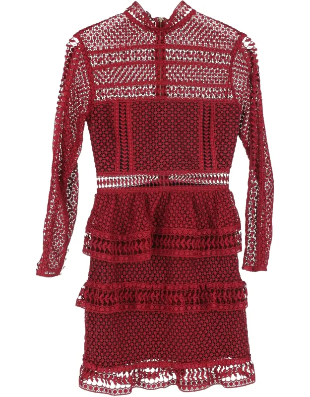 Lace Detail Mini Long Sleeve Dress