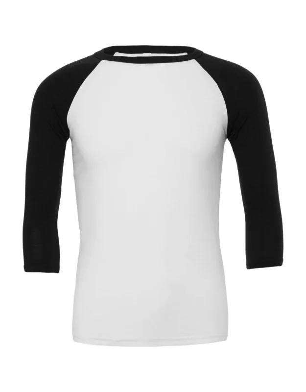 Canvas 3/4 Sleeve Baseball T-shirt With Crew Neck And Light Textured Effect