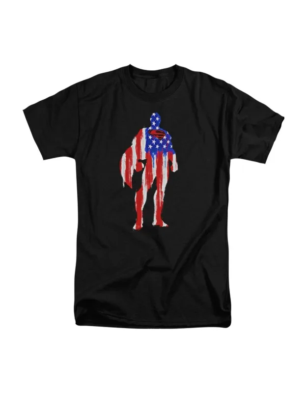 Superman Flag Silhouette Short Sleeve Tall Tee - 100% Cotton, Officially Licensed