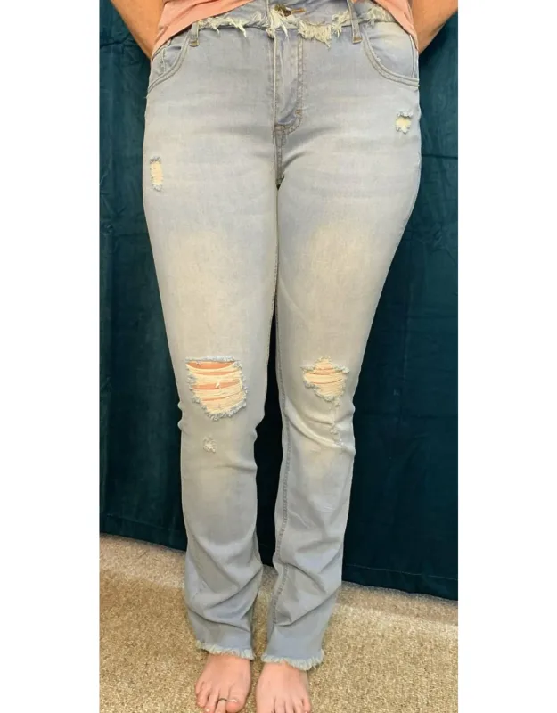 Frayed Split Hem Jeans