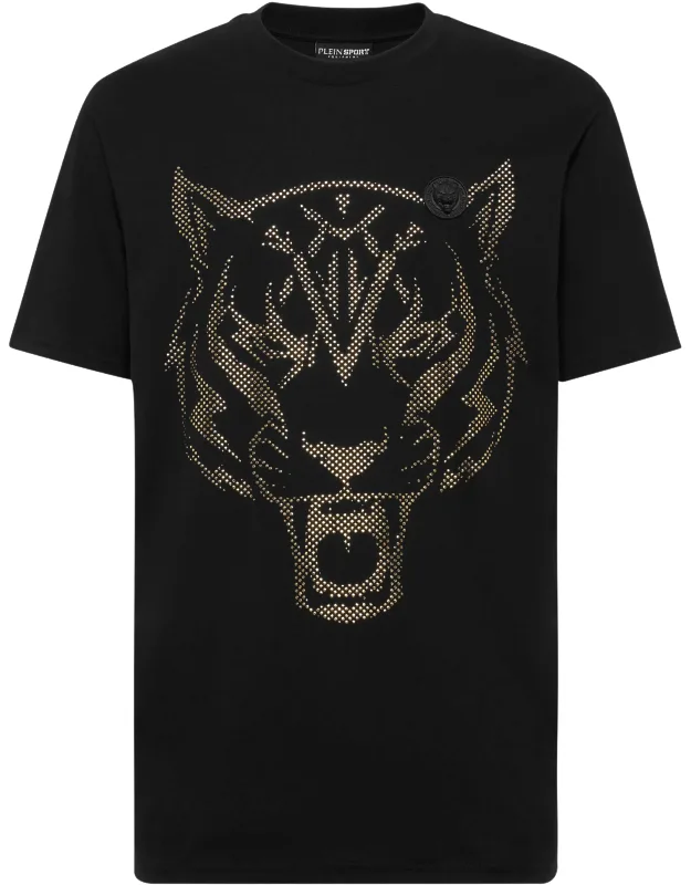 Cotton T-shirt Round Neck Ss Lamina Tiger With Injection Molded Prints And Patch Detail
