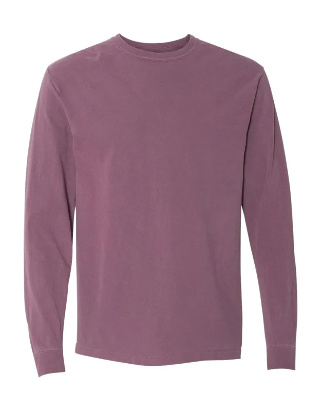 Garment-dyed Heavyweight Long Sleeve T-shirt With Relaxed Fit, Twill Taped Neck And Shoulders