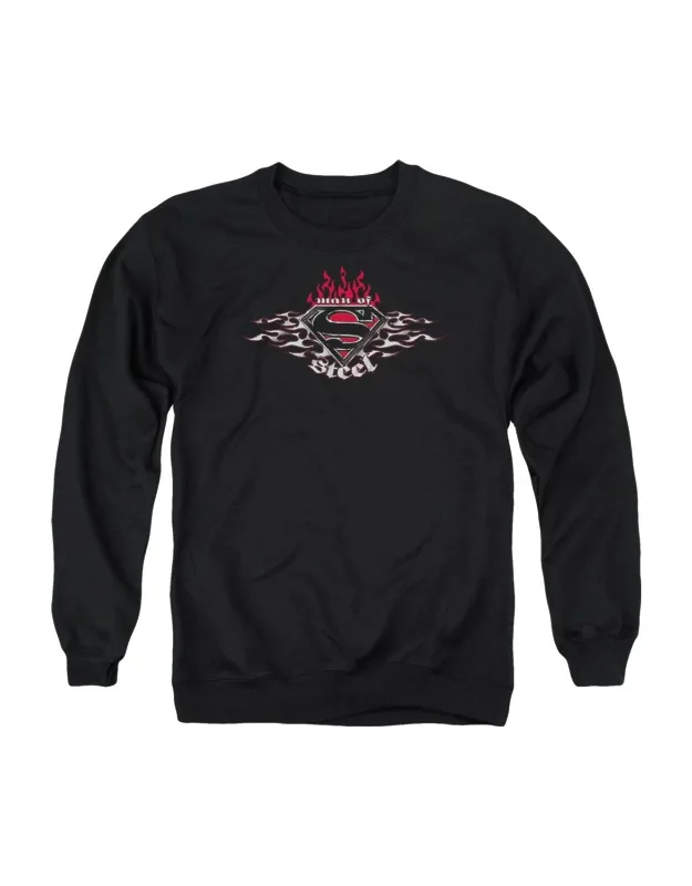 Superman Steel Flames Shield Crewneck Sweatshirt