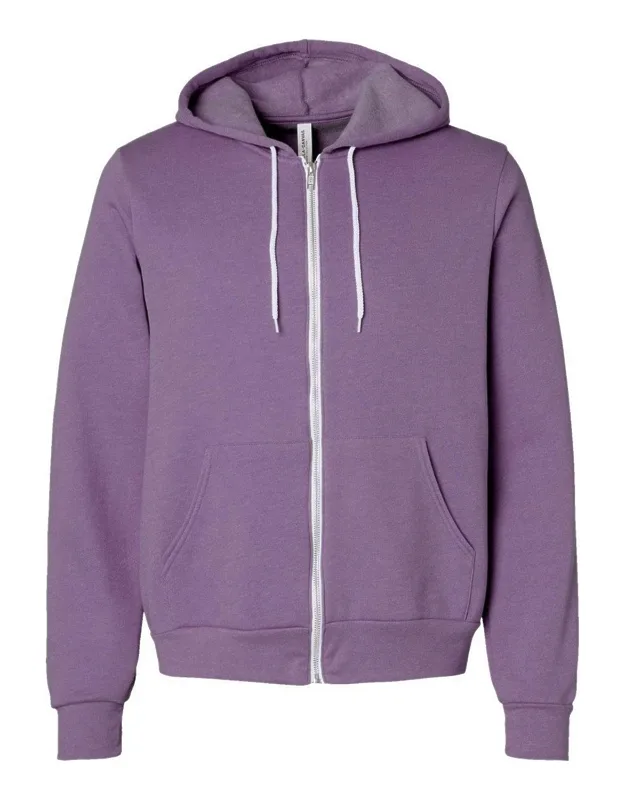 Sponge Fleece Full-zip Hoodie With Ribbed Cuffs And Split-pouch Pocket