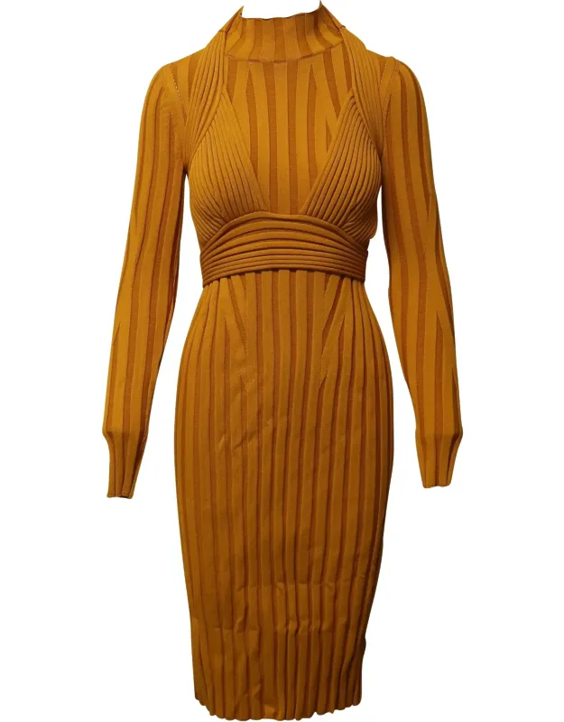 Heavy Rib Long Sleeve Midi Dress