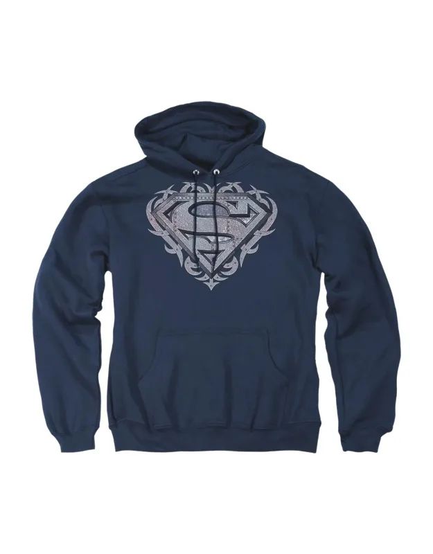 Superman Tribal Steel Shield Adult Pull Over Hoodie / Hooded Sweatshirt - Stylish Everyday Wear