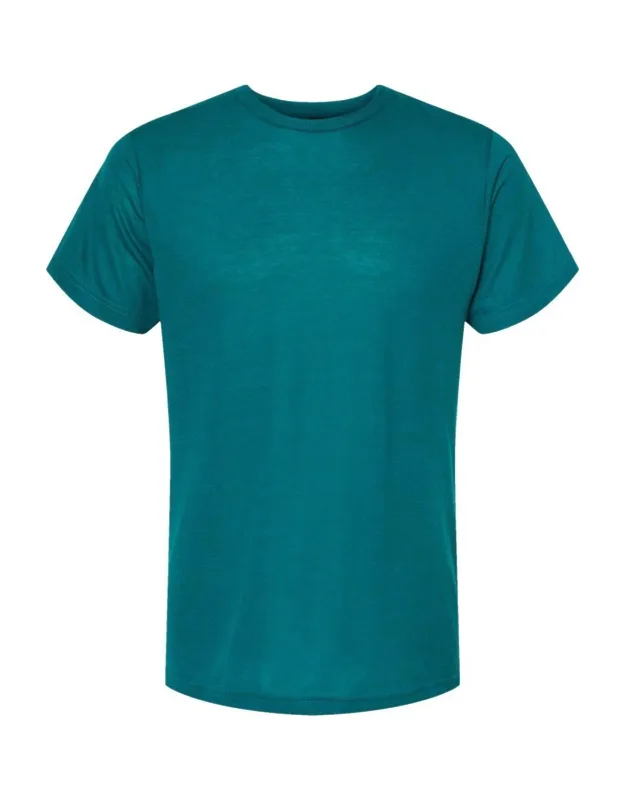 Tri-blend T-shirt With Ribbed Collar And Double Needle Stitching