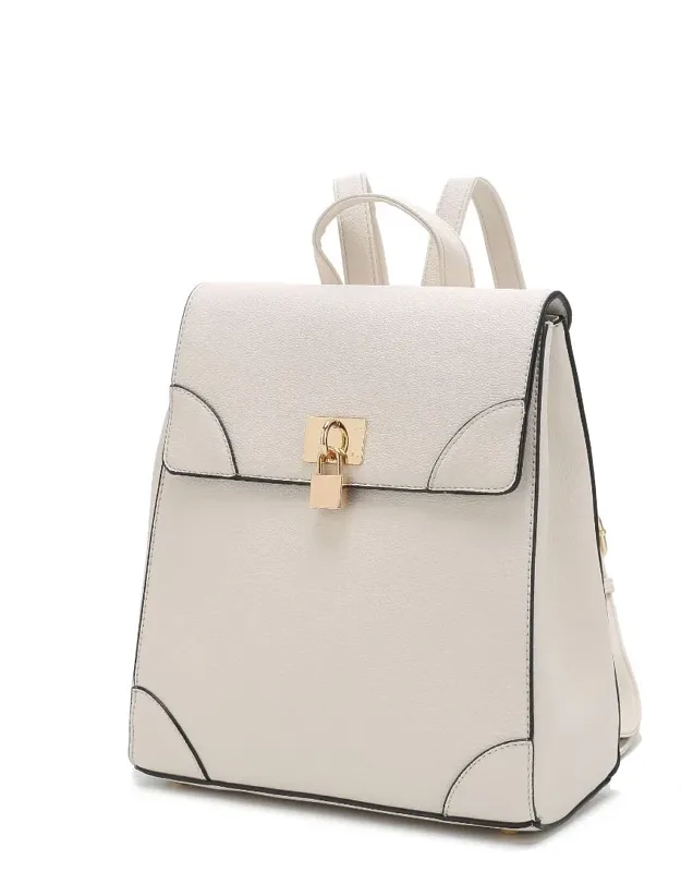 Sansa Vegan Leather Backpack With Spacious Compartment And Protective Metal Feet