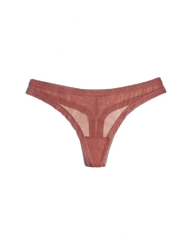 Mesh Lace Trim Thong Panty