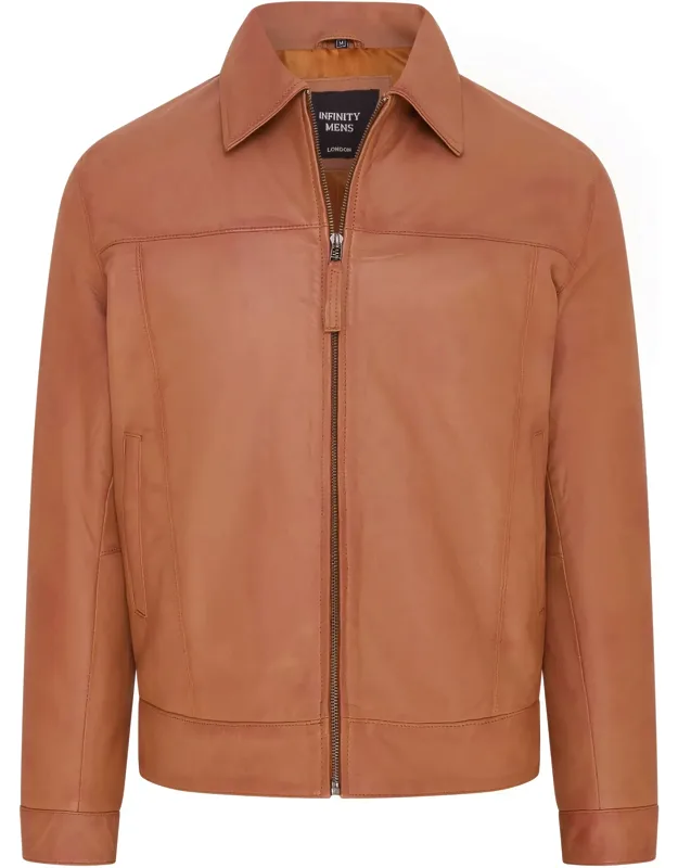Retro Classic Leather Harrington Biker Jacket