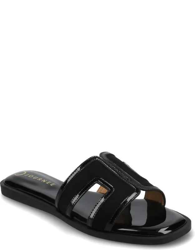 Primah Flat Sandals With Cushioned Footbed And Faux Leather Uppers