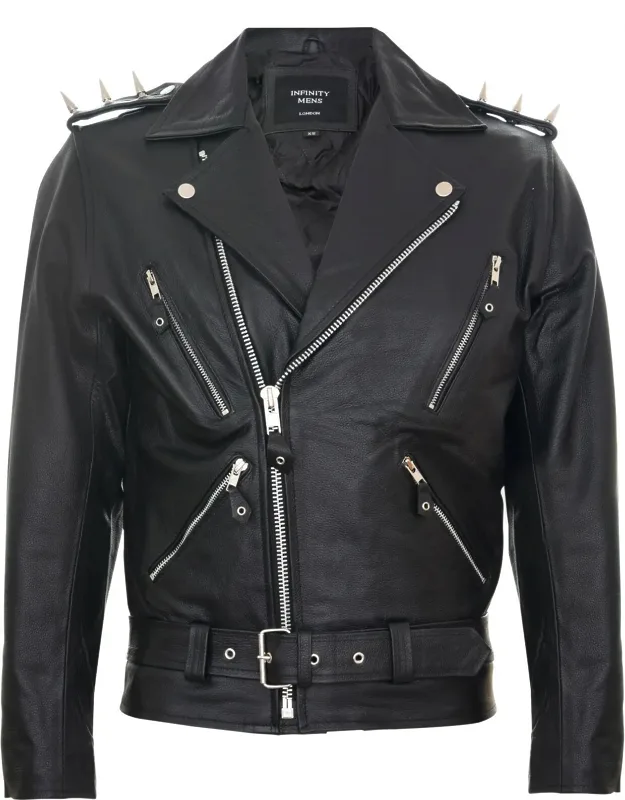 Brando ''ghostrider'' Spiked Leather Biker Jacket