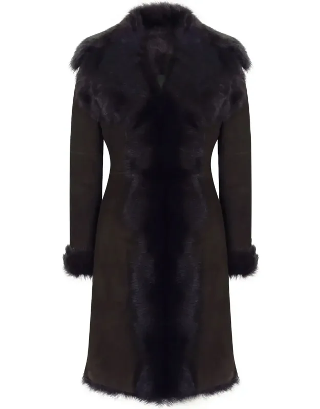 Luxury 3/4 Length Suede Sheepskin Coat