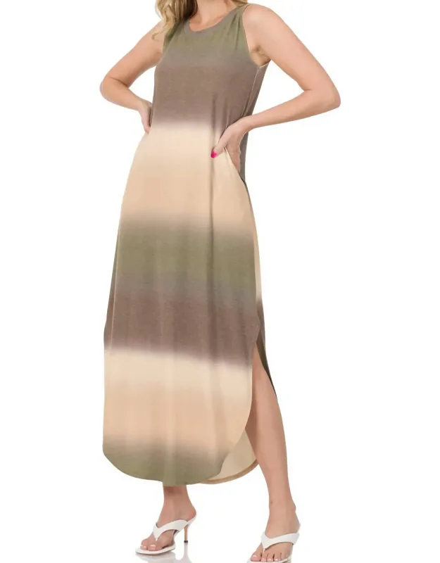 Multi Maxi Dress With Pockets And A-line Design