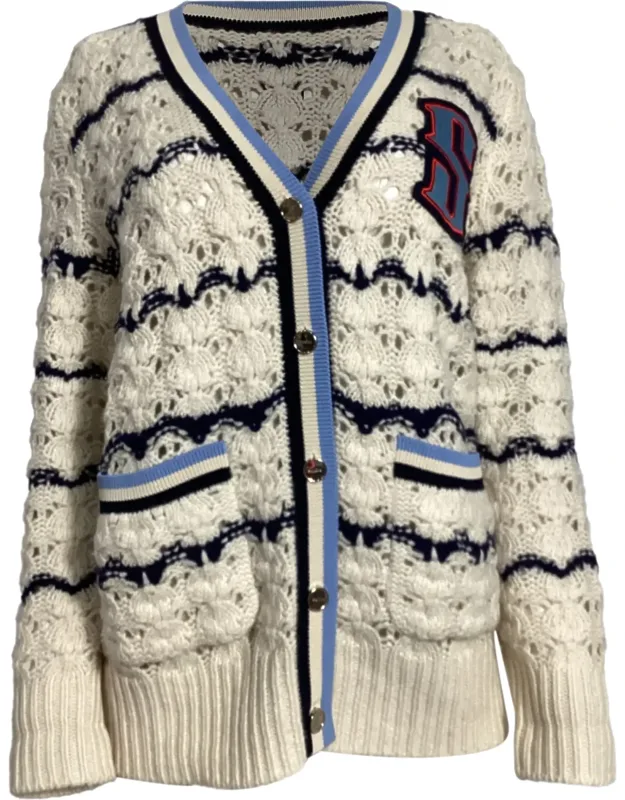 Knitted Logo-patch Cardigan In Wool