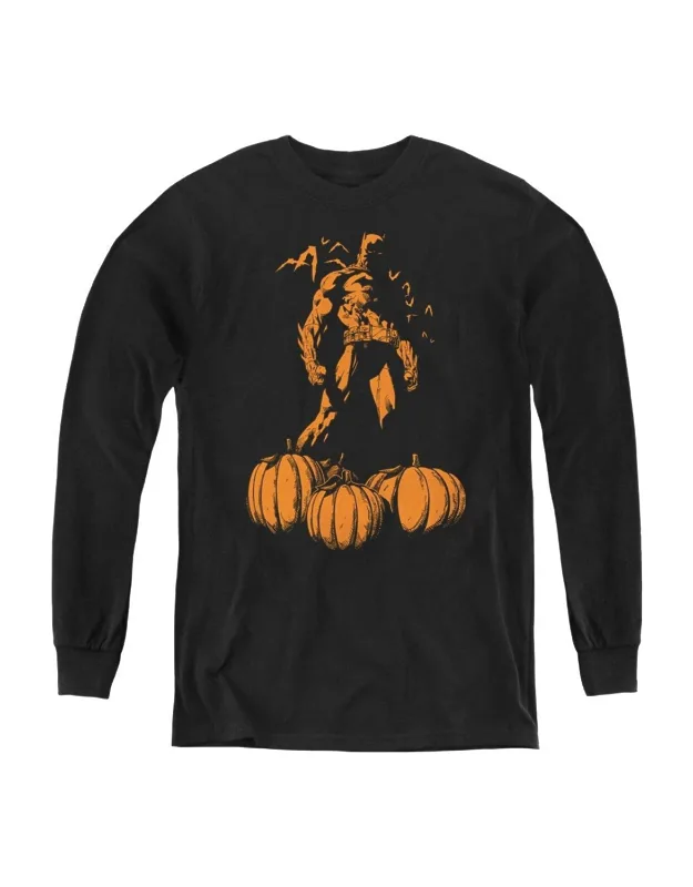 Bat Among Pumpkins Long Sleeve Tee