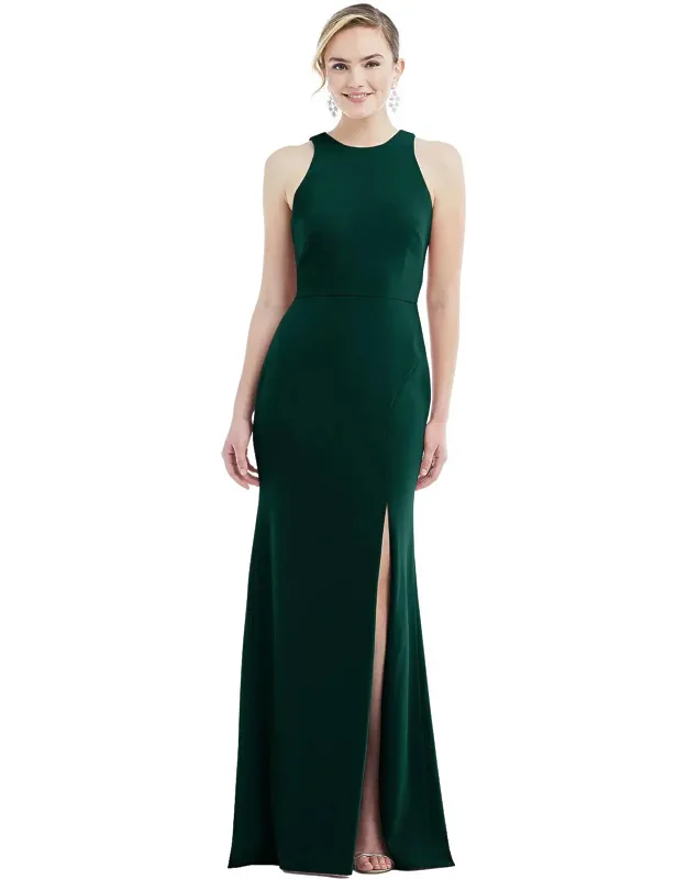 Cutout Open-back Halter Maxi Dress With Scarf Tie