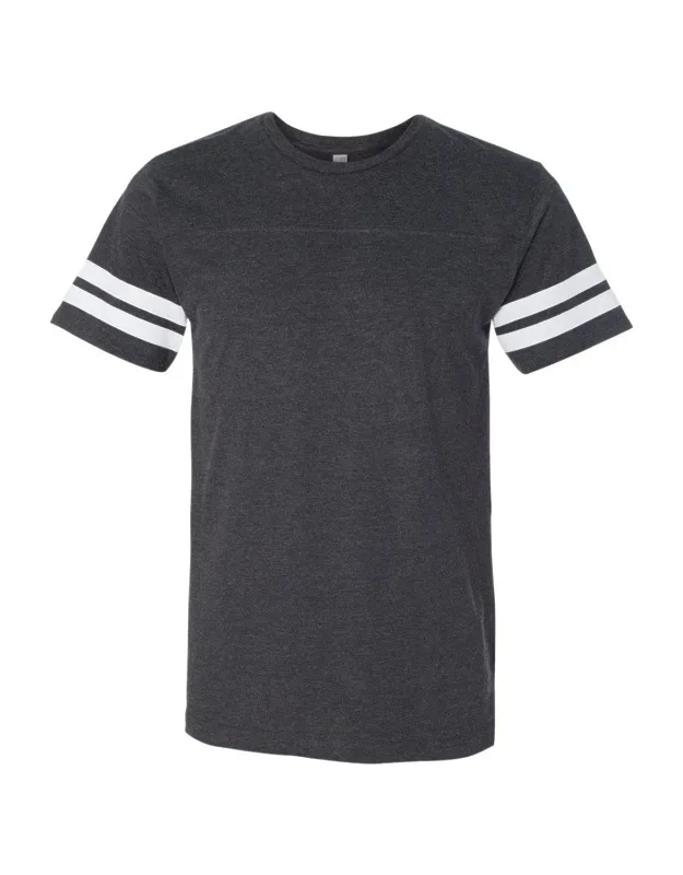 Football Fine Jersey Tee With Contrast Stripes And Ribbed Collar