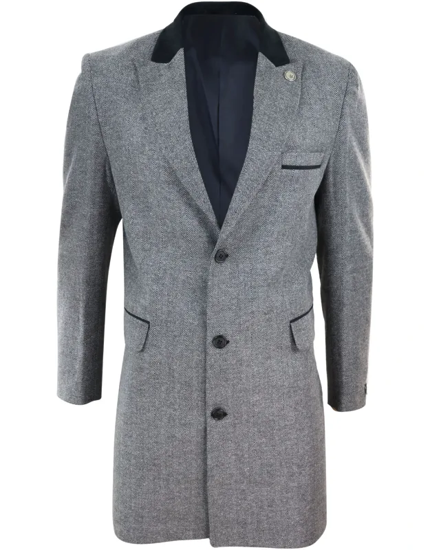 3/4 Long Overcoat Herringbone Tweed Peaky Blinders