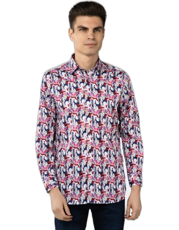 Checkered Shirt With Multicolor Swirls