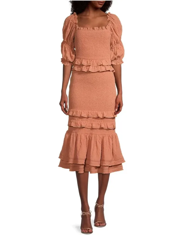 Bubble Ruffle Midi Dress