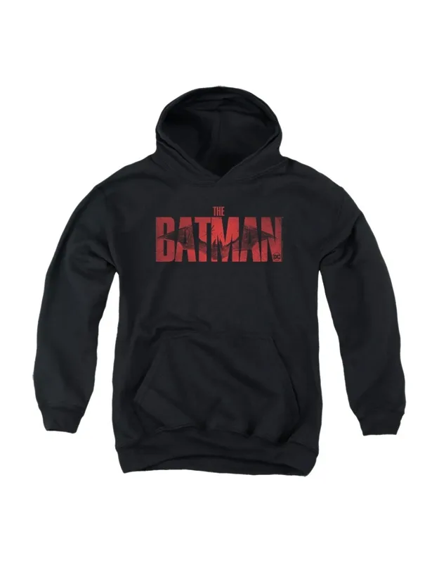 The Batman Crimson Drawn Bat Logo Youth Pull Over Hoodie - Stylish For Everyday Wear, 50% Cotton And 50% Polyester