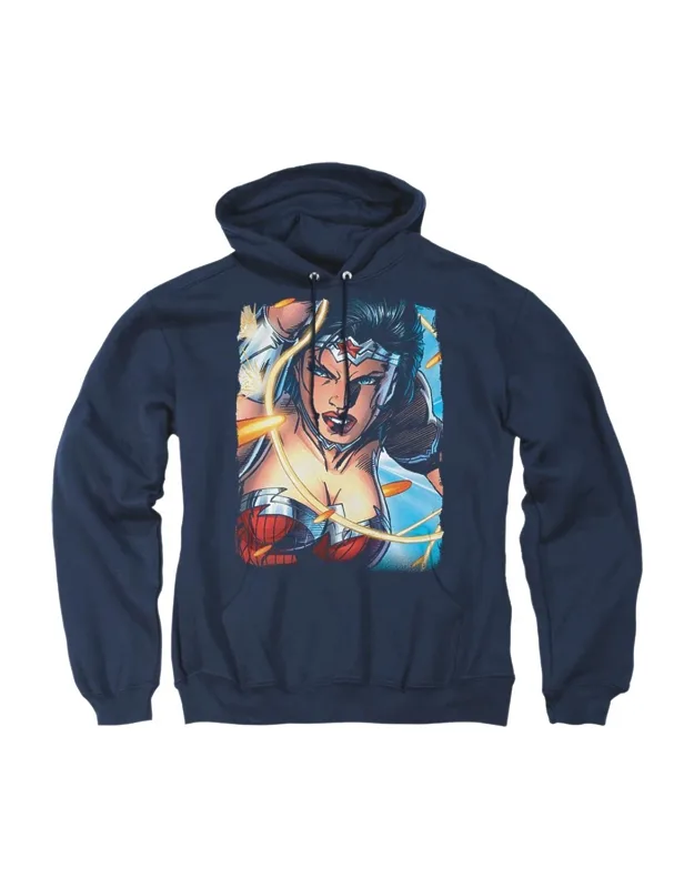 Justice League Of America Scowl Adult Pull Over Hoodie - Stylish For Everyday Wear, 50% Cotton And 50% Polyester