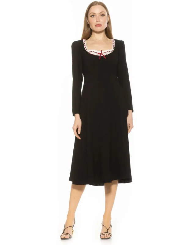 Ada Dress With Lace Detailing And Flared Skirt