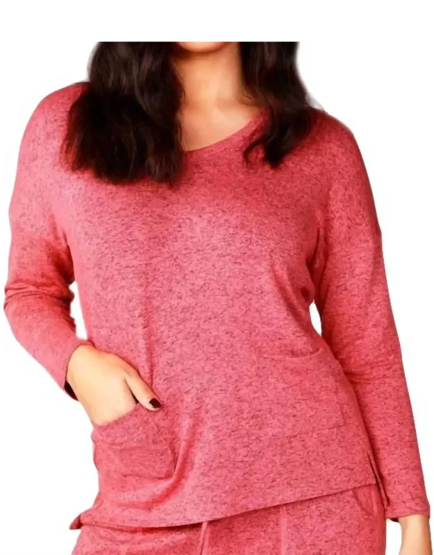 Melange V-neck Top