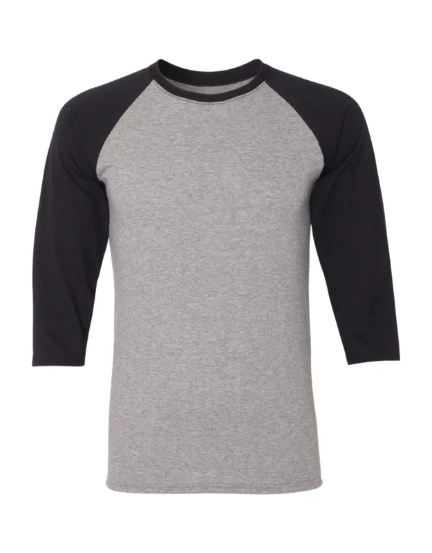 Triblend Three-quarter Raglan Baseball T-shirt With Advanced Moisture-management Properties And Seamless Ribbed Collar