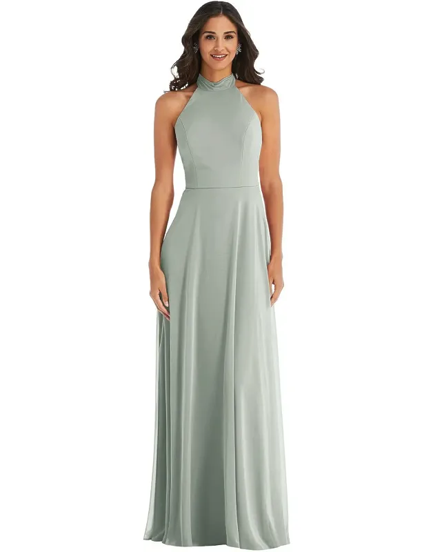 High Neck Halter Backless Maxi Dress